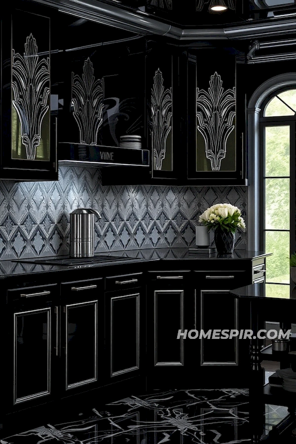 Mystery in Obsidian Art Deco Kitchen Design