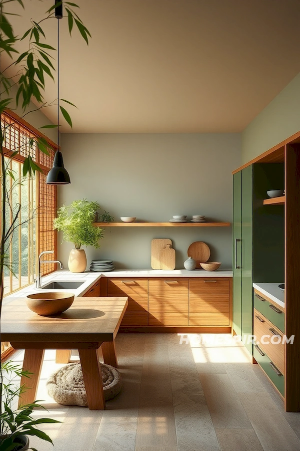 Natural Color Palette in Japanese Kitchen Design