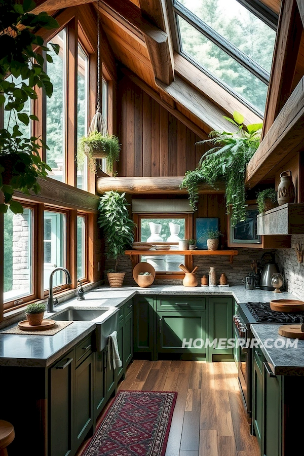 Natural Light Enhances Forest Palette Kitchen