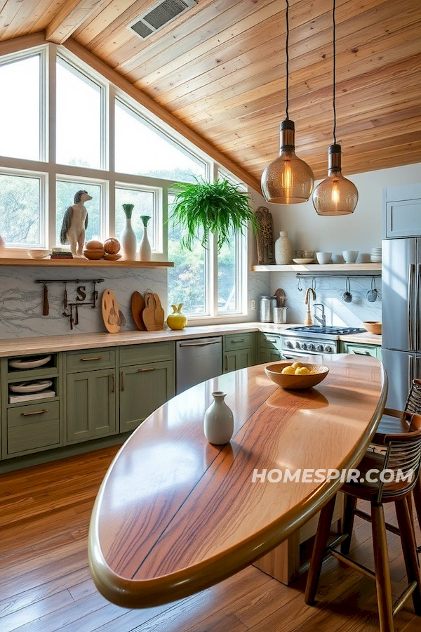 Natural Surfboard Elements in Kitchen Design