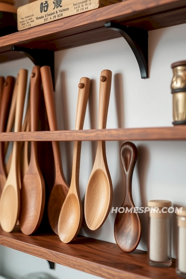 Natural Wood Texture Utensil Shelf