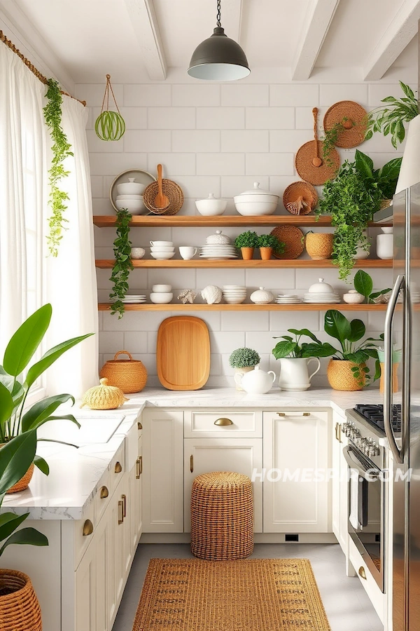 Nature-Inspired Beach Kitchen with Tropical Plants