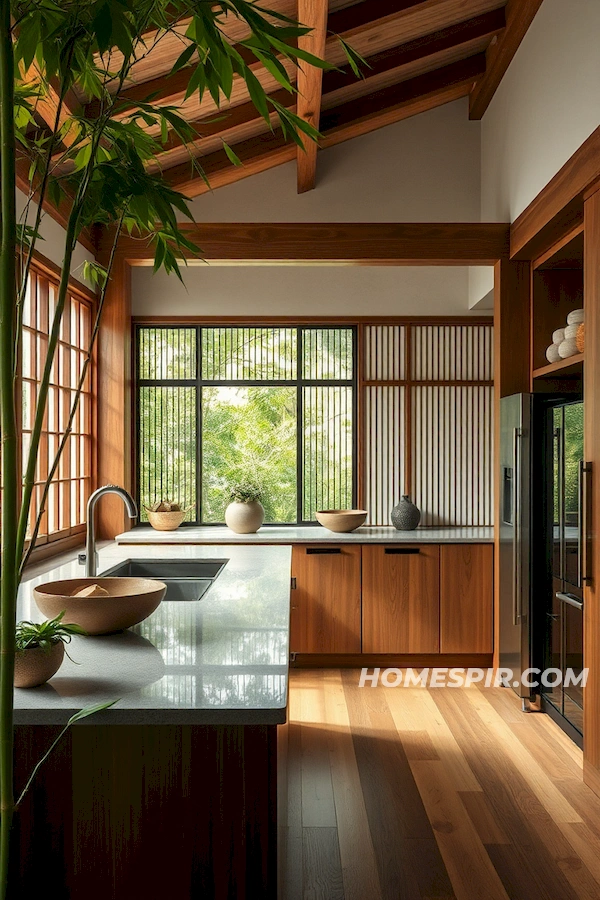 Nature Inspired Japanese Kitchen Color Scheme