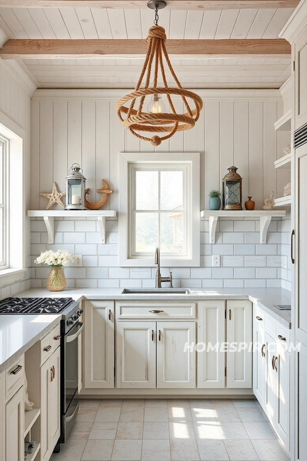 Nautical Chic Kitchen with Rope and Lantern Decor