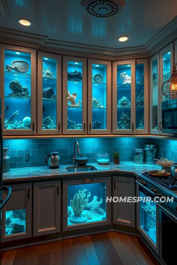 Nautical Kitchen with Aquarium Glass Cabinets