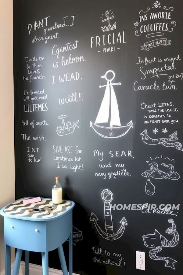 Nautical Quotes on Kitchen Chalkboard Wall