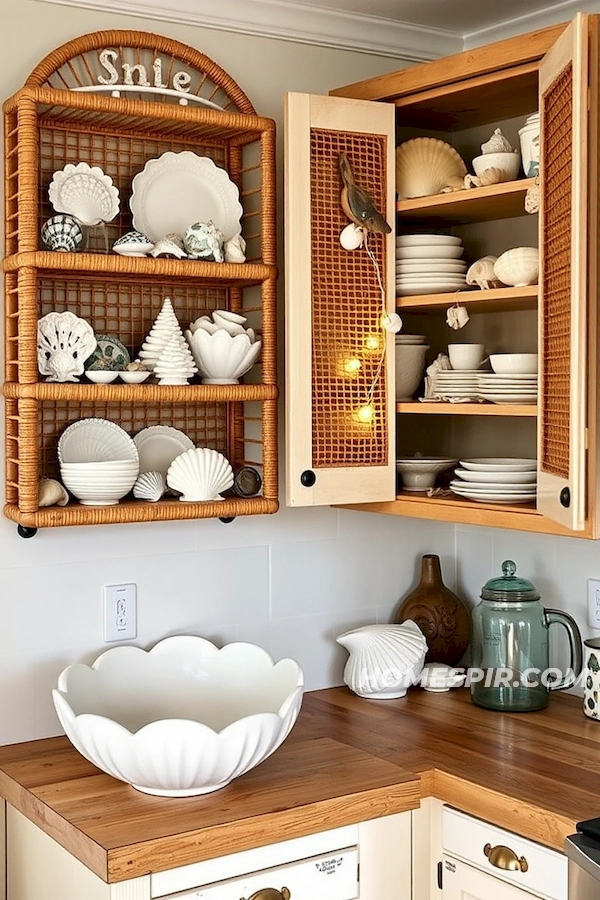 Nautical-Themed Rattan Kitchen Corner