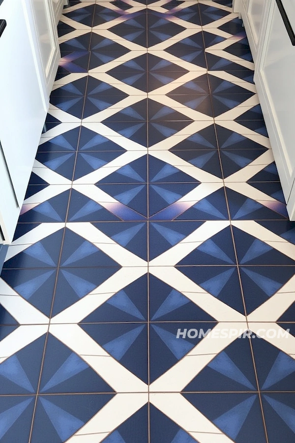 Navy and White Triangle Floor Design