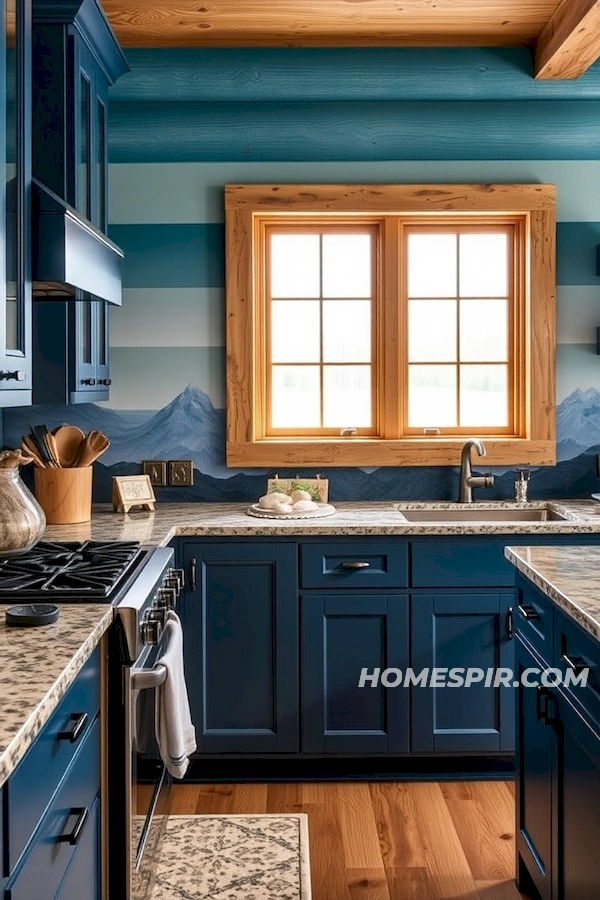 Ocean and Mountain Inspired Log Home Kitchen