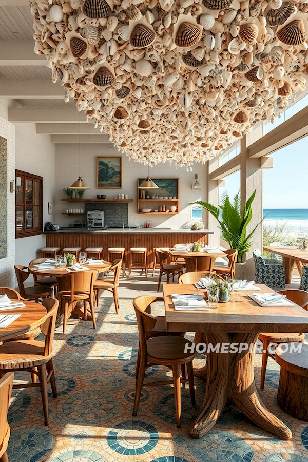 Ocean Floor Mosaic Tiles in Dining Area