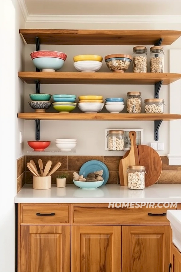 Open Shelving with Surf Elements in Beach Kitchen