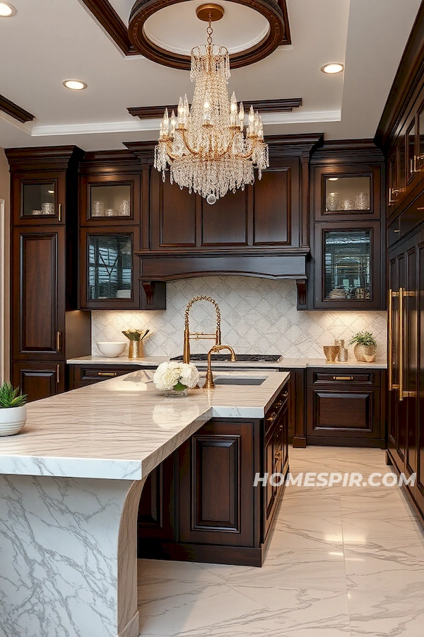 Opulent Kitchen with Crystal Chandeliers