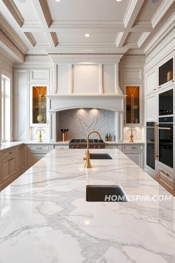 Opulent Marble Island with Gold Fixtures