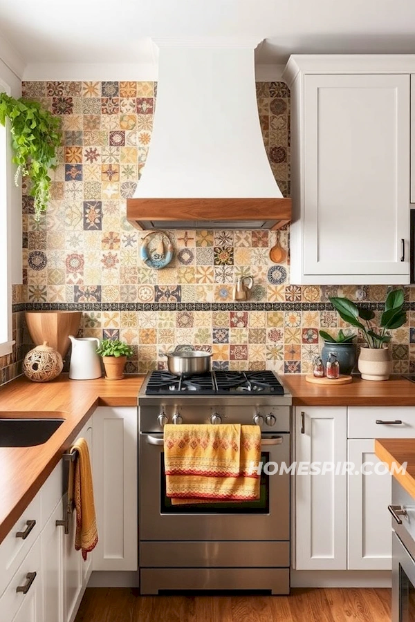 Organic Ambiance in Boho Kitchen with Mosaic Tiles