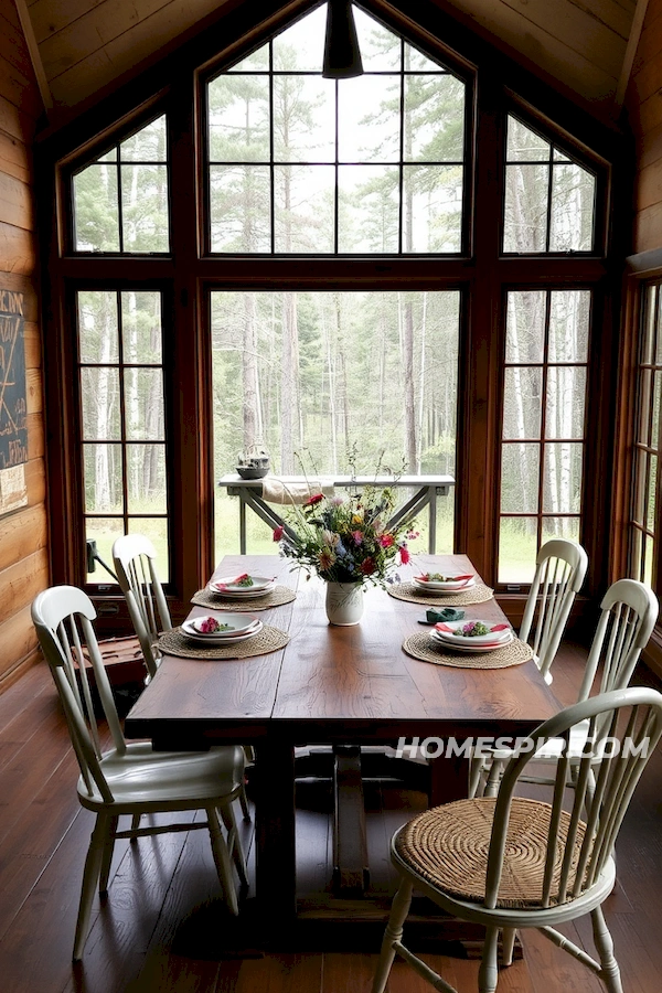 Organic Touches in Log Cabin Dining Nook