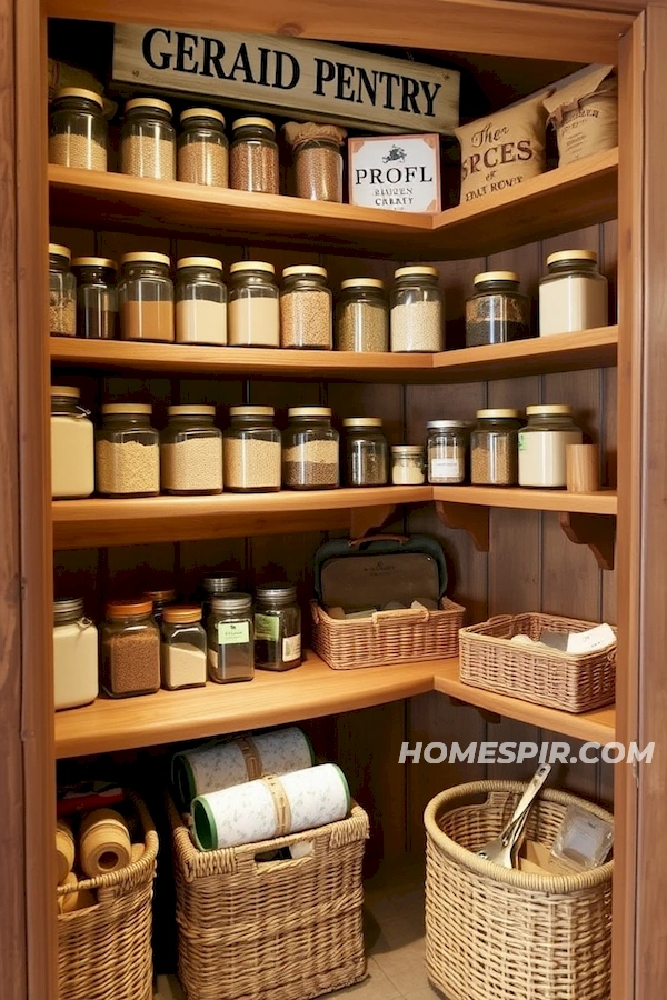 Organized Log Kitchen with Vintage Touches