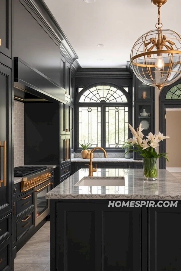 Ornate Art Deco Kitchen with Brass Details