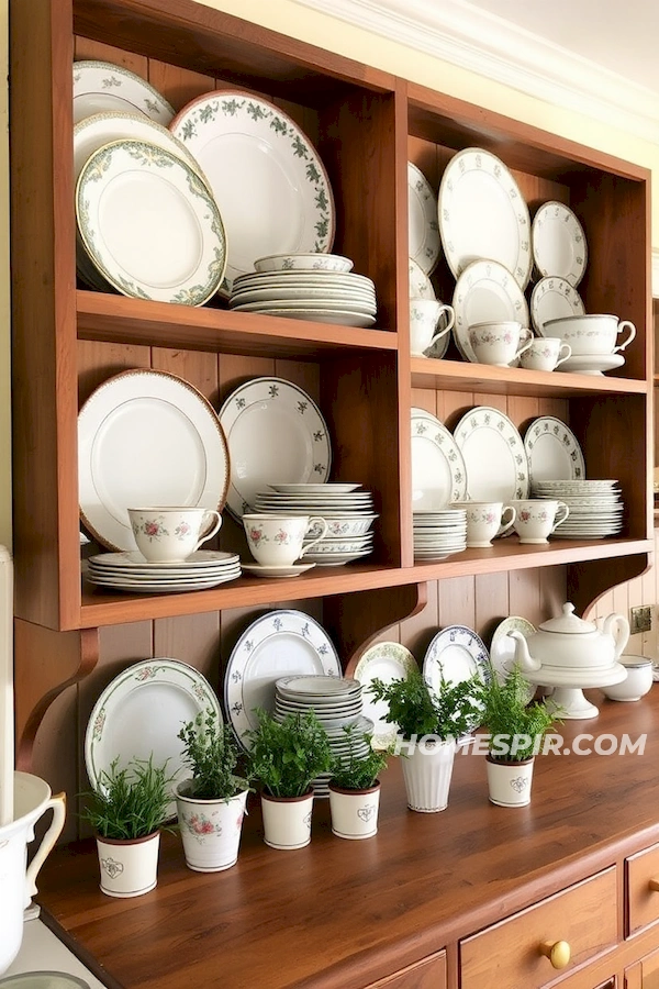 Ornate Teacups in Vintage Kitchen