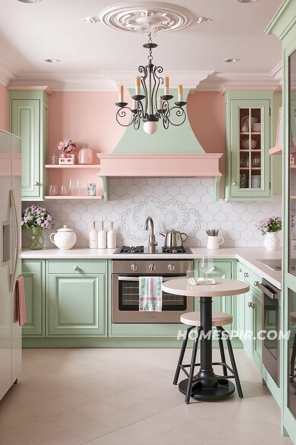 Parisian Pastel Tones in French Style Kitchen