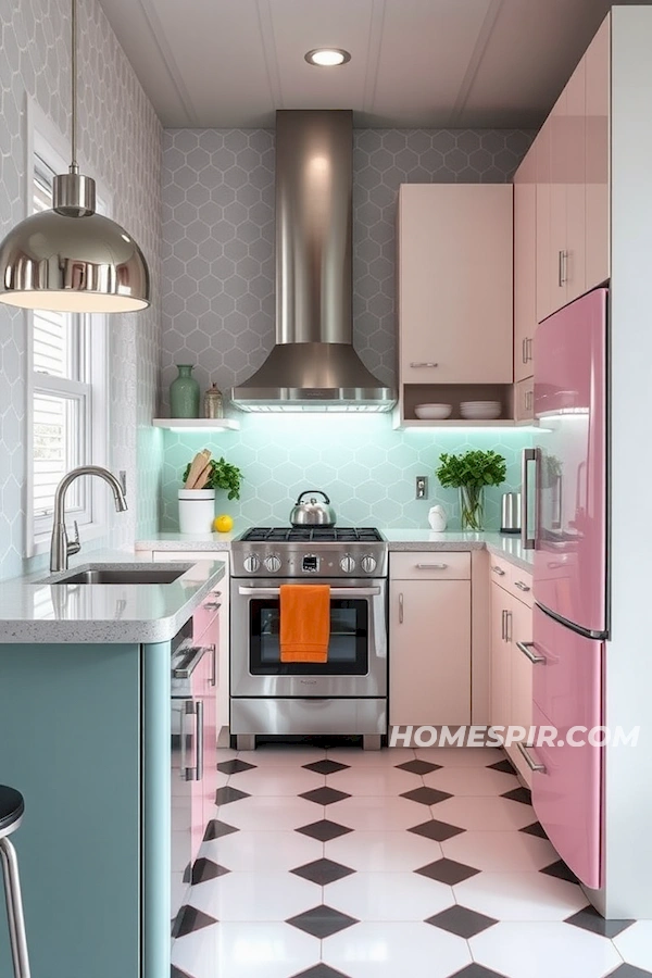 Pastel Appliances with Chrome in Eclectic Kitchens