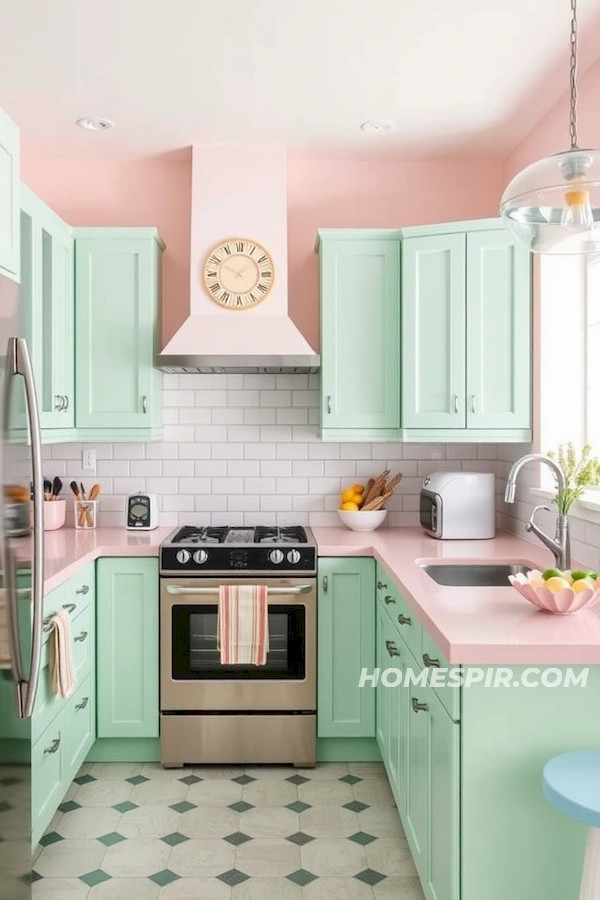 Pastel Color Palette in Mid-Century Kitchen