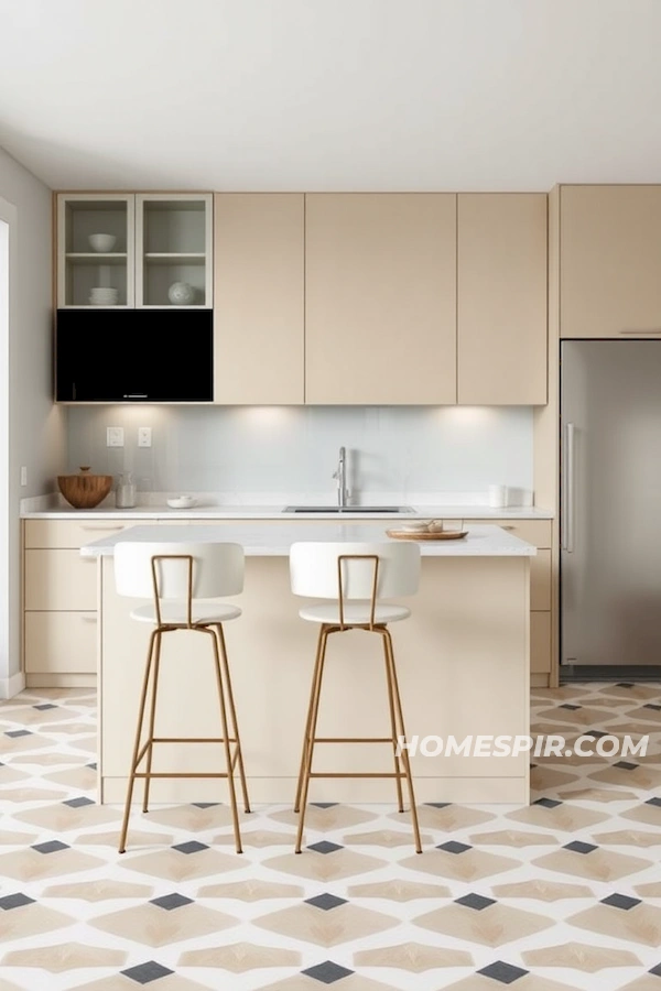 Pastel Palette Minimalist Art Deco Kitchen