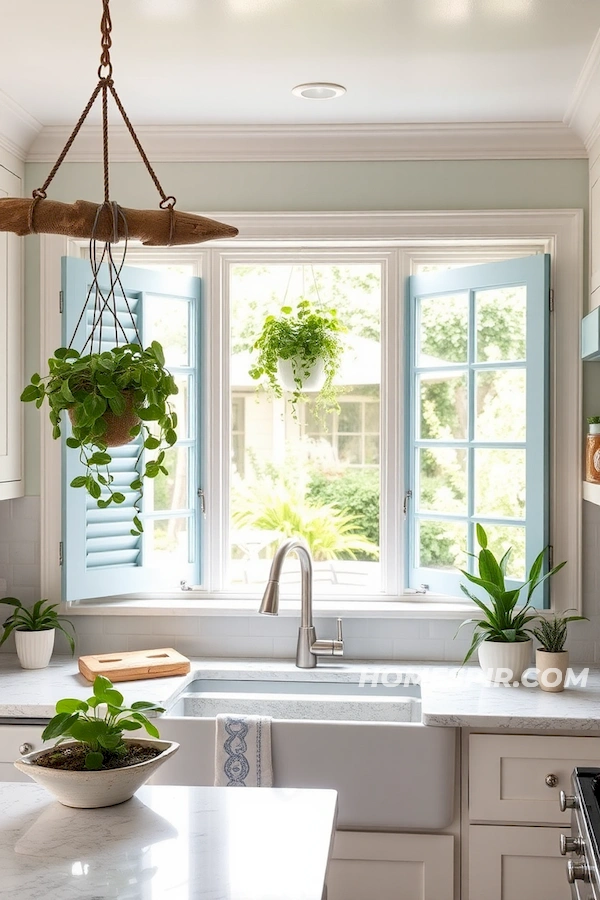 Patio Garden View with Nautical Shutters