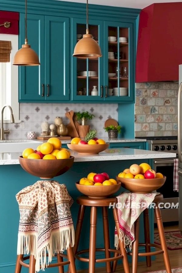 Patterned Textiles in Bold Boho Kitchen