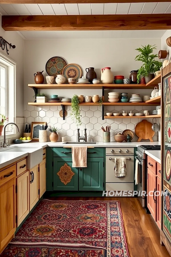 Plant-Filled Windowsill in Bohemian Kitchen