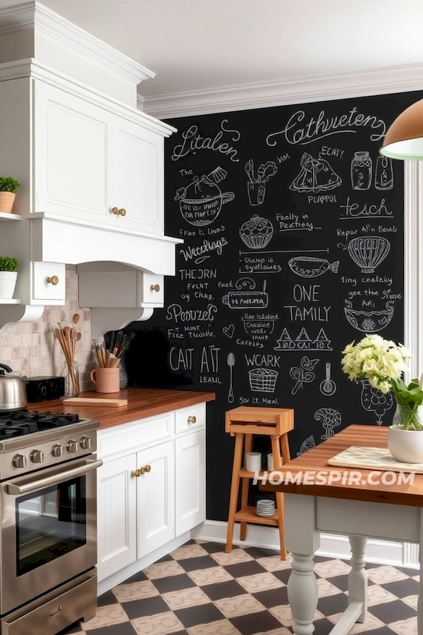 Playful Chalk Illustrations in Shabby Chic Kitchen