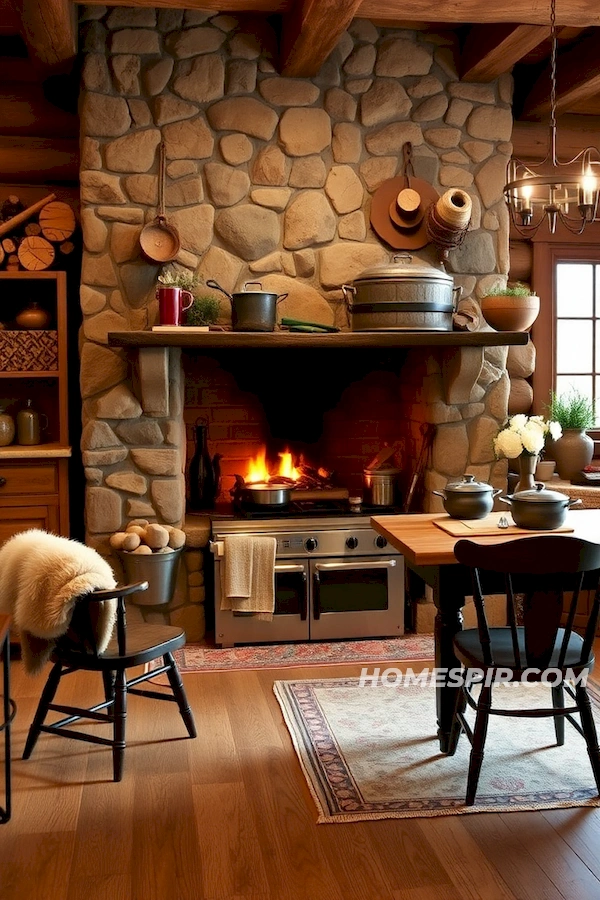 Plush Textiles in Rustic Lodge Kitchen