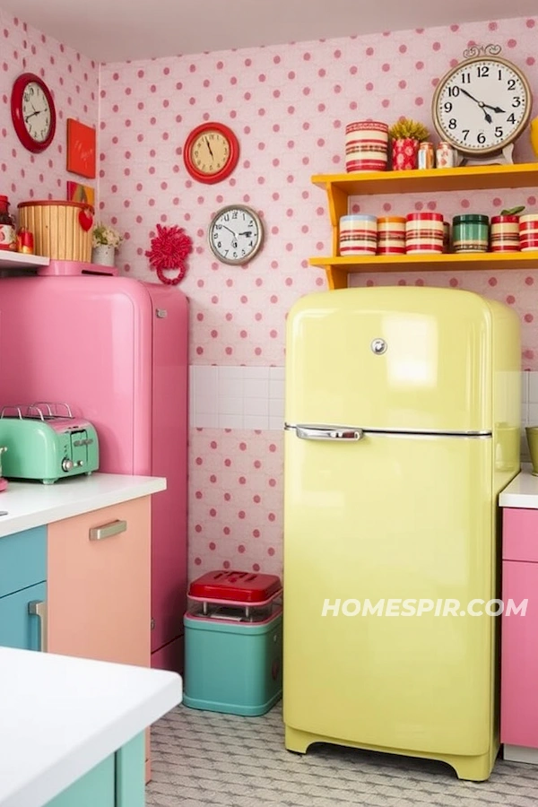 Polka-Dot Wallpaper for Retro Kitchen Fun