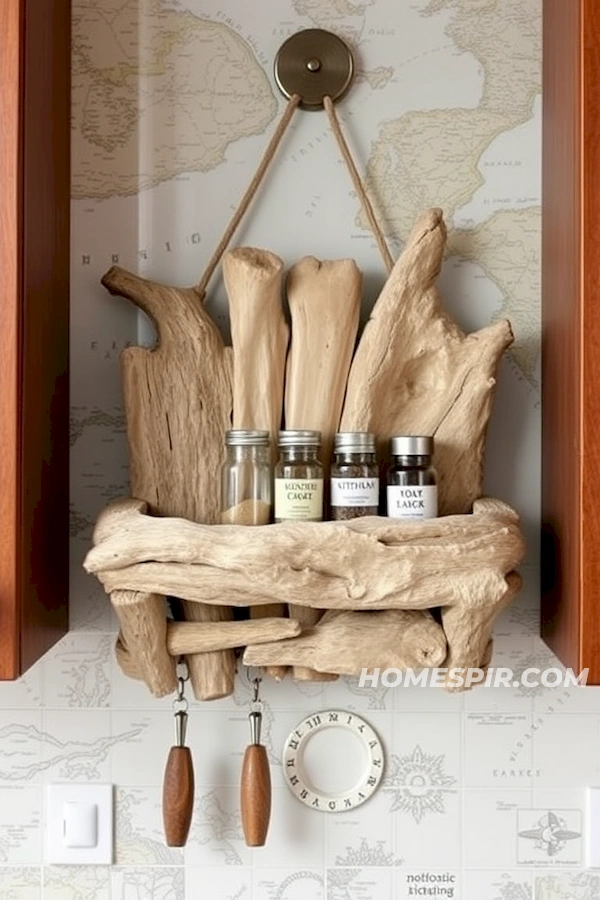 Practical Driftwood Spice Rack with Seaside Flair