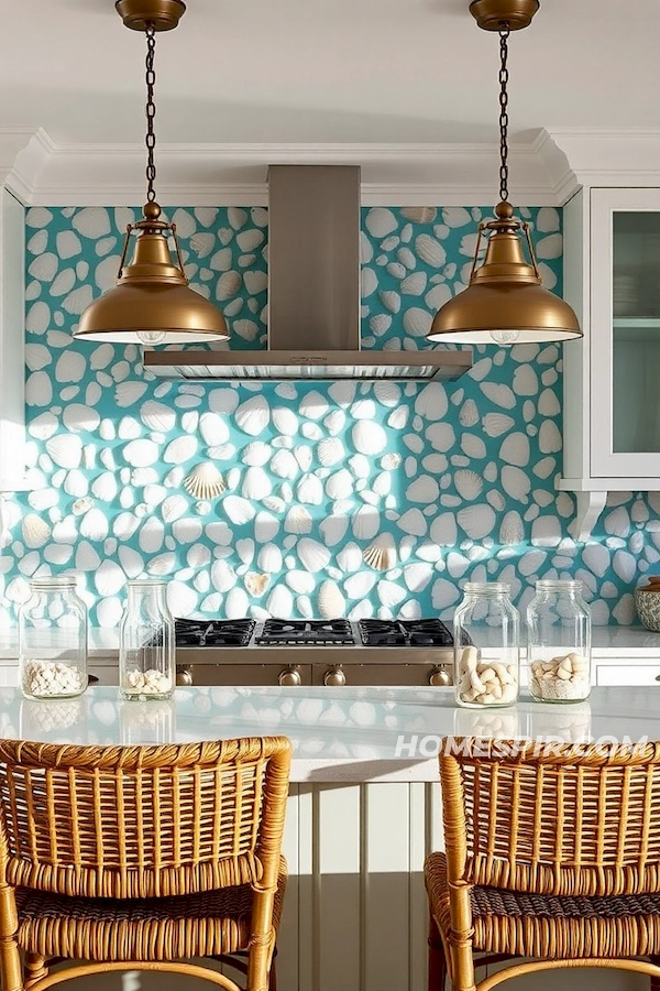 Rattan Accents in Coastal Kitchen Design