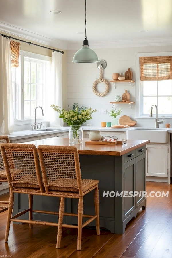 Rattan Charm in Textured Beach Kitchen