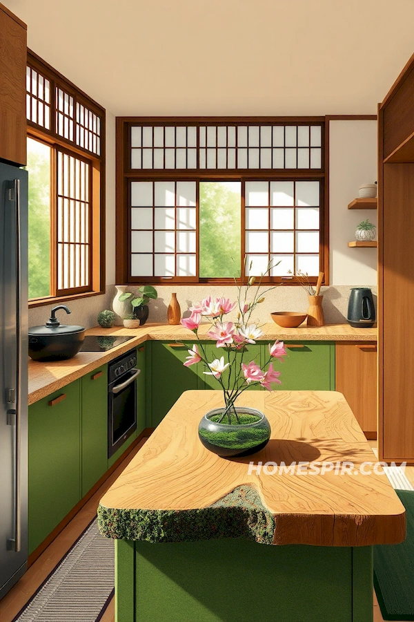 Reclaimed Timber and Moss Tones in Kitchen