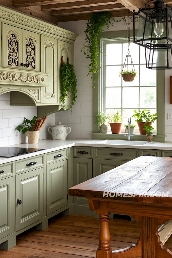 Reclaimed Wood and Greenery Kitchen