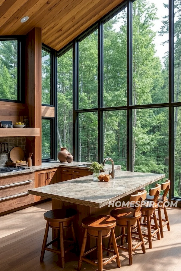 Reclaimed Wood Kitchen with Panoramic Windows