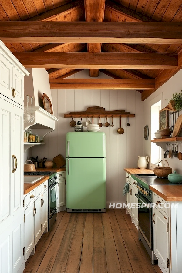 Retro Charm with Wooden Beams Kitchen