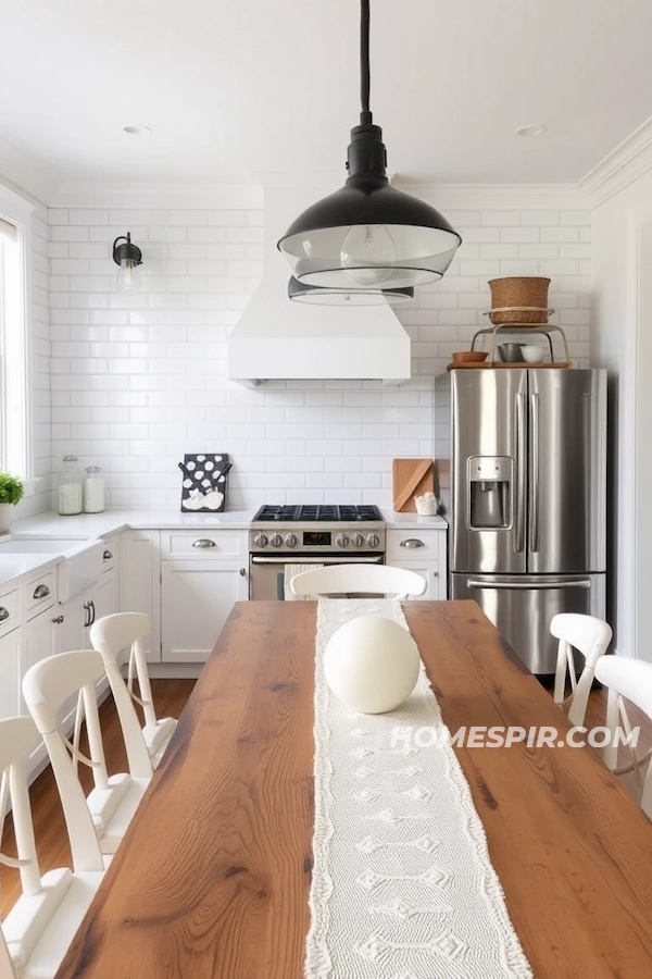 Retro Fridge and Reclaimed Wood Dining Table