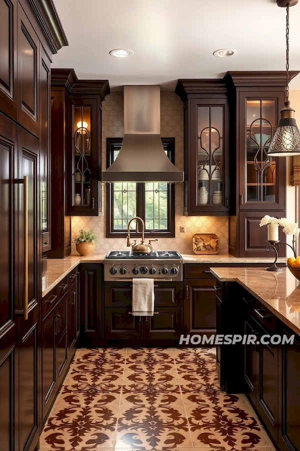 Rich Art Deco Kitchen with Bronze Hardware