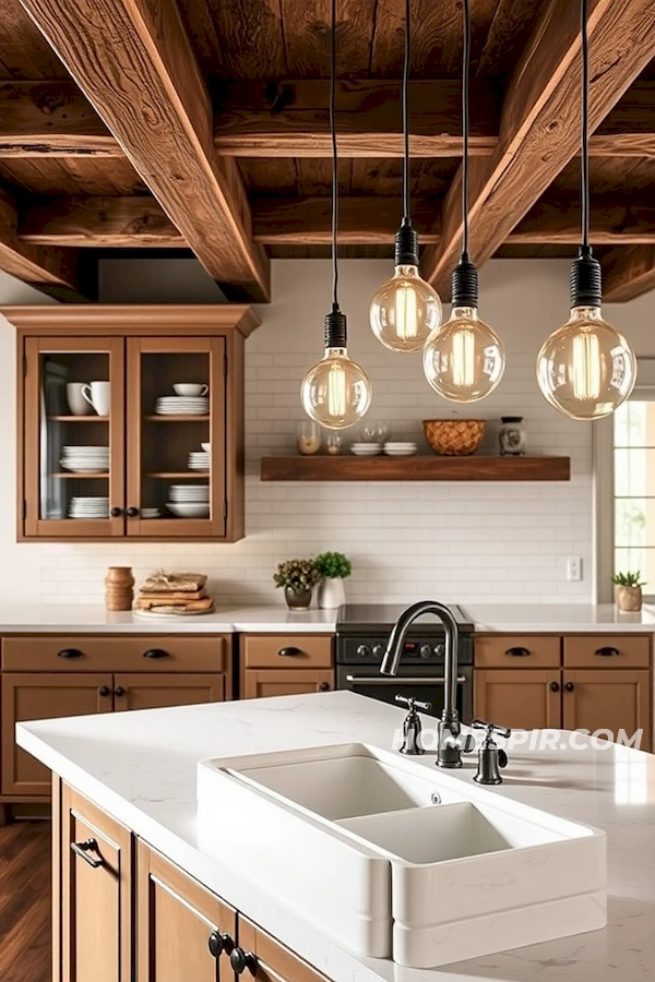 Rustic Beams and Modern Fixtures Kitchen