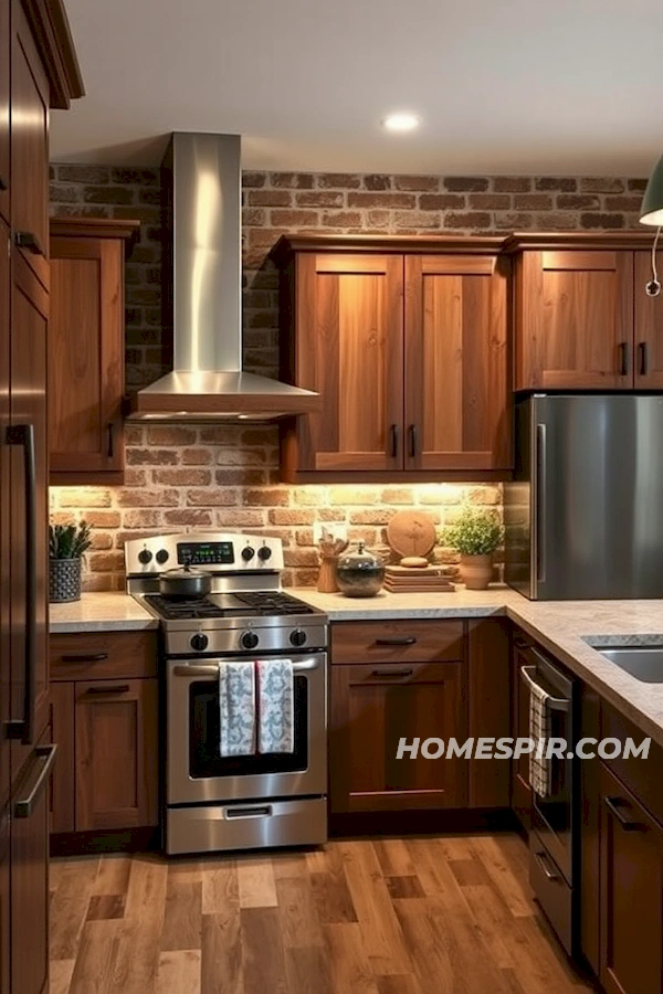 Rustic Bricks with LED Accents in Kitchen