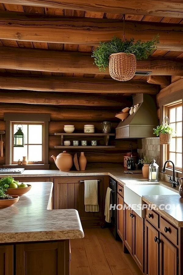 Rustic Charm Log Kitchen Aged Beams