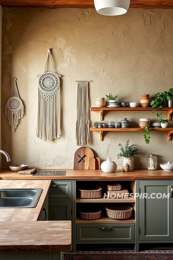 Rustic Charm with Textured Plaster in Boho Kitchen