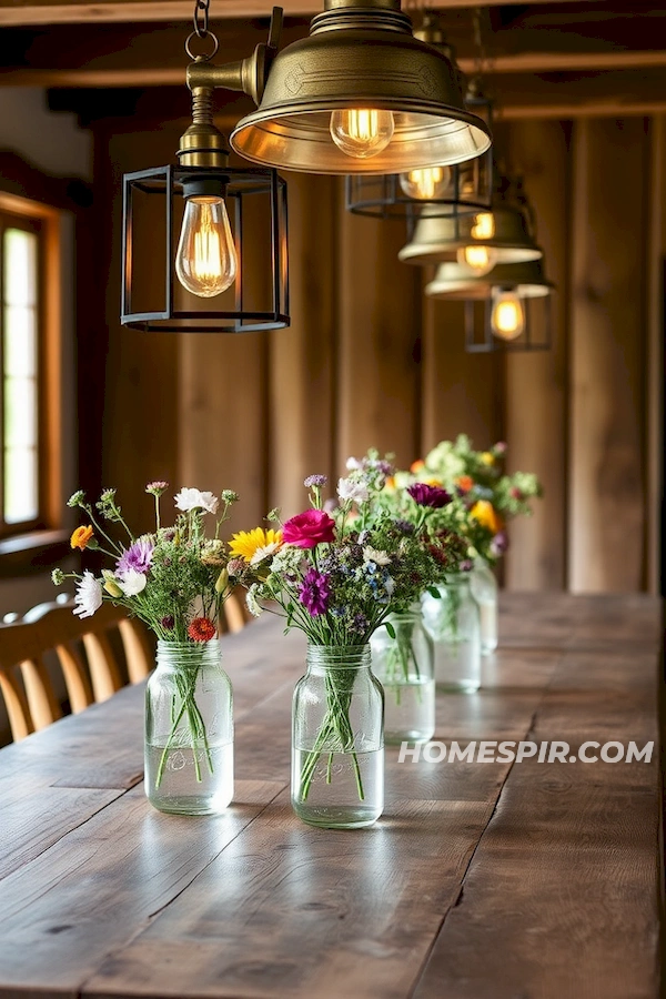 Rustic Dining Setting with Country Lighting