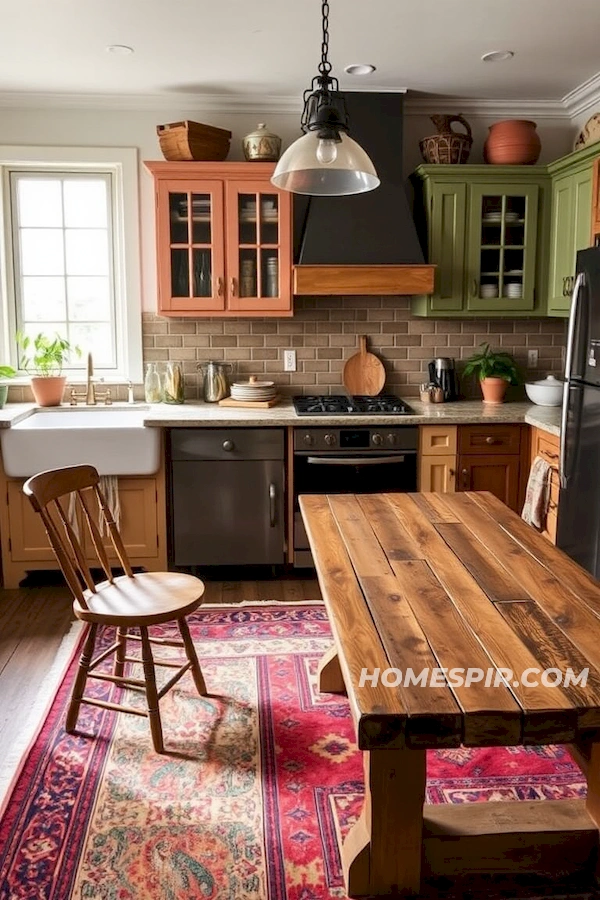 Rustic Dining Vibe in Eclectic Boho Kitchen