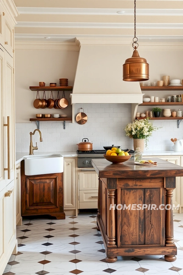 Rustic Elegance Marble Countertops in French Kitchen