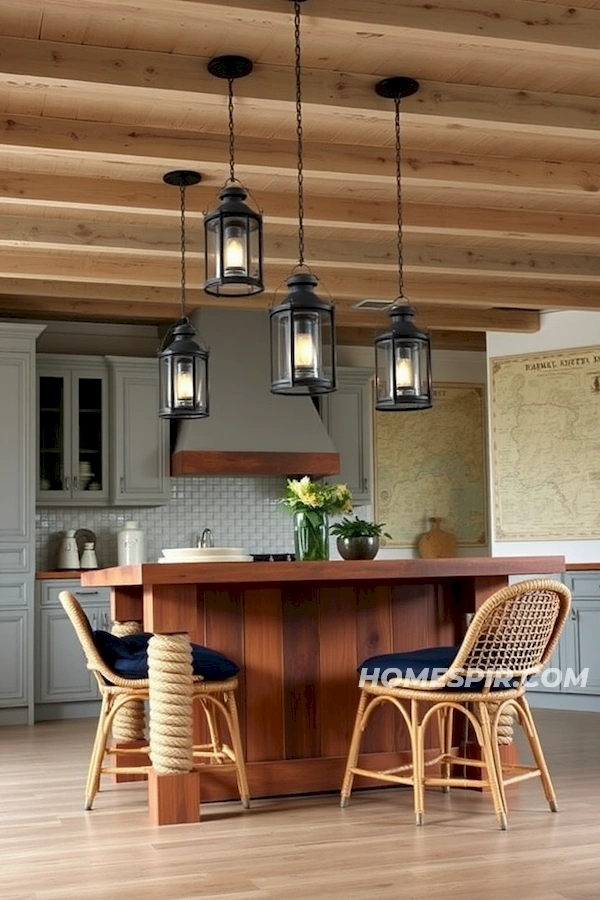 Rustic Kitchen with Nautical Voyage Lighting