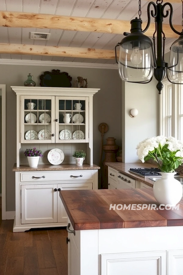 Rustic Material Elegance in Shabby Chic Kitchen